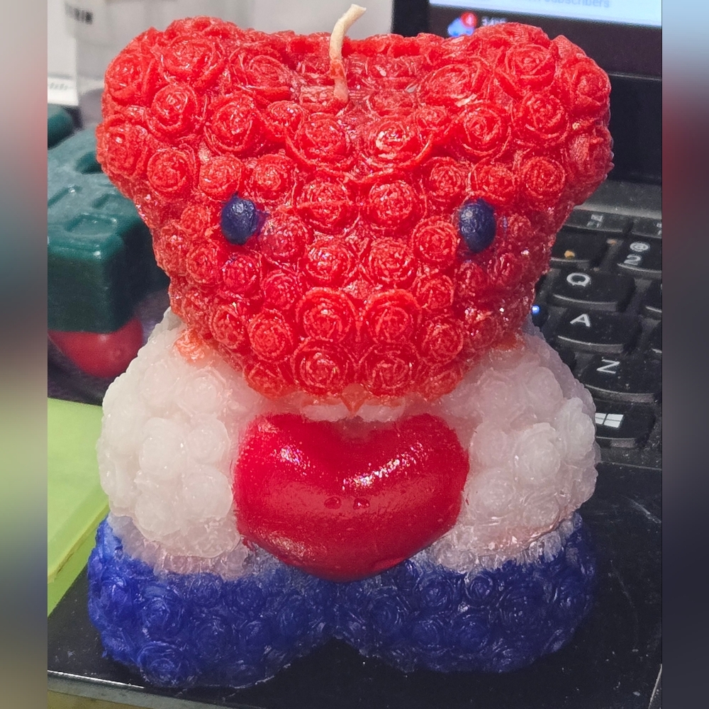 Red White & Blue Scented Patriotic Bear Candle